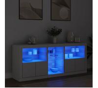 ""SALE 2025""Meuble bas bahut vaisselier - Buffet avec lumières LED blanc 162x37x67 cm,58,23 Kg 5906
