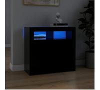 ""SALE 2025""Meuble bas bahut vaisselier - Buffet avec lumières LED noir 80x35x75 cm 30 Kg 9048