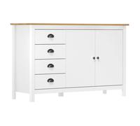 ""SALE 2025""Meuble bas bahut vaisselier - Buffet Hill Blanc 130x40x80 cm Bois de pin solide,27,4 Kg 1763