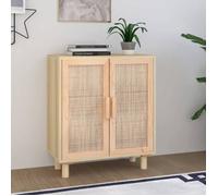 ""SALE 2025""Meuble bas bahut vaisselier - Buffet Marron 60x30x70 cm - Bois de pin massif et rotin naturel 11 85 Kg 2461