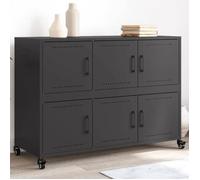 ""SALE 2025""Meuble bas bahut vaisselier - Buffet noir 100,5x39x72 cm acier laminé à froid,25,05 Kg 8179
