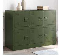""SALE 2025""Meuble bas bahut vaisselier - Buffet vert olive 99x39x73 cm acier,23,78 Kg 2366