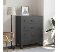 ""SALE 2025""Meuble bas bahut vaisselier - Commode à tiroirs Métal Style Industriel 78x40x93 cm Noir,30,4 Kg 5997