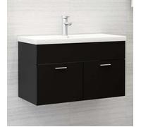""SALE 2025""Meuble salle de bain suspendu - Armoire d'évier avec lavabo intégré - Noir - Aggloméré,33,12 Kg 7906