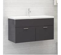 ""SALE 2025""Meuble salle de bain suspendu - Armoire d'évier - Gris brillant - 90x38,5x46 cm - Bois d’ingénierie,15,75 Kg 6423