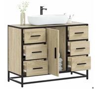 ""SALE 2025""Meuble salle de bain suspendu - Armoire lavabo de salle de bain - Chêne sonoma - bois d'ingénierie,28,9 Kg 3879