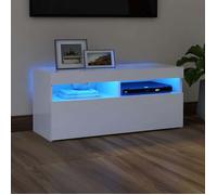 ""SALE 2025""Meuble TV avec lumières LED - Armoire Basse Stéréo - blanc 90x35x40 cm,19,42 Kg 6795
