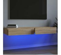 ""SALE 2025""Meubles TV avec éclairage LED - Armoire Basse Stéréo - Lot de 2 - Chêne sonoma - 60x35x15,5 cm,17,32 Kg 3135