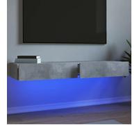 ""SALE 2025""Meubles TV avec lumières LED - Armoire Basse Stéréo - Lot de 2 - Gris béton - 60x35x15,5 cm,17,32 Kg 1647