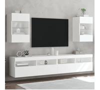 ""SALE 2025""Meubles TV muraux avec lumières LED - Armoire Basse Stéréo - Lot de 2 - blanc 40x30x60,5 cm,27,09 Kg 7272