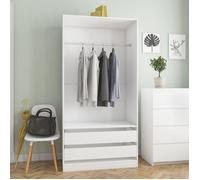 ""SALE 2025""Placard de Chambre - Garde-robe Blanc 100x50x200 cm - bois d'ingénierie,65 Kg 5602