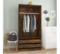 ""SALE 2025""Placard de Chambre - Garde-robe - Chêne fumé - 100x50x200 cm - bois d'ingénierie,60 Kg 8235