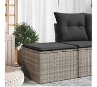""SALE 2025""Repose-pieds de Patio - Tabouret de jardin avec coussin gris 55x55x37 cm résine tressée,6 Kg 1532
