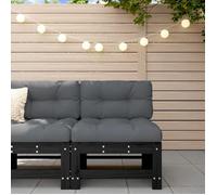 ""SALE 2025""Sofa canapé de patio - Canapé central de jardin noir - Bois de pin massif - 57,5x63,5x60 cm,9,56 Kg 8696
