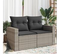""SALE 2025""Sofa canapé de patio/Canapé de jardin 2 places avec coussins gris résine tressée - 131x62x69 cm,18 Kg 3137