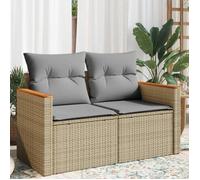 ""SALE 2025""Sofa canapé de patio/Canapé de jardin avec coussins 2 places beige résine tressée - 124x62x69 cm,18 Kg 8919
