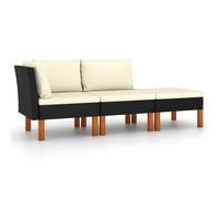 ""SALE 2025""Sofa de jardin - Salon de jardin 3pcs Résine tressée et bois d'eucalyptus massif - 60,5x64,5x67 cm,23,05 Kg 3011