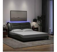 ""SALE 2025""Structure/Cadre de lit avec LED - Lit 2 personnes - gris foncé - 160x200 cm tissu,31.47 Kg 1500
