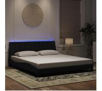 ""SALE 2025""Structure/Cadre de lit avec LED - Lit 2 personnes - noir 180x200 cm velours,29.42 Kg 3127