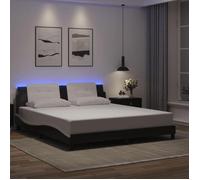 ""SALE 2025""Structure/Cadre de lit avec LED - Lit 2 personnes - noir et blanc 180x200 cm,29.72 Kg 2455