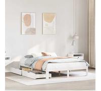 ""SALE 2025""Structure/Cadre de lit avec tiroirs - Lit 2 personnes - blanc 140x190 cm,21.52 Kg 9760