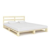 ""SALE 2025""Structure/Cadre de lit de palette - Lit 2 personnes - 140x200 cm bois massif pin,38.8 Kg 9081