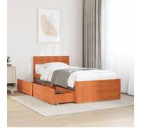 ""SALE 2025""Structure/Cadre de lit - Lit 1 personne - cire marron - 90x200 cm - bois pin massif,28.9 Kg 4643