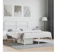 ""SALE 2025""Structure/Cadre de lit métal - Lit 2 personnes - et tête de lit - blanc 140x190 cm,21.55 Kg 3494