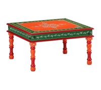 ""SALE 2025""Table basse - Table d’Appoint de Salon - orange - Bois de manguier massif peint à la main,5,8 Kg 7392