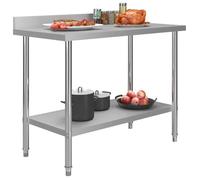 ""SALE 2025""Table Plan de Travail - de cuisine avec dosseret 120x60x93 cm Inox chill896010