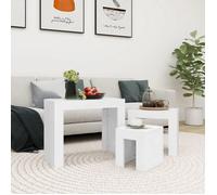 ""SALE 2025""Tables basses gigognes - Lot de 3 - Tables Gigognes de Salon - Blanc - Bois d’ingénierie 17 74 Kg 6055