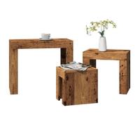 ""SALE 2025""Tables basses gigognes - Lot de 3 - Tables Gigognes de Salon - vieux bois - bois d'ingénierie 16 9 Kg 3122