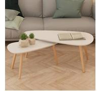 ""SALE 2025""Tables Gigognes de Salon/Ensemble de tables basses - Lot de 2 - Bois de pin massif Blanc,9,5 Kg 1176
