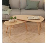 ""SALE 2025""Tables Gigognes de Salon/Ensemble de tables basses - Lot de 2 - Bois de pin massif Marron,9,4 Kg 2662