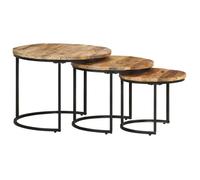 ""SALE 2025""Tables gigognes - Lot de 3 - Tables Gigognes de Salon - Bois de manguier brut,13,1 Kg 3796