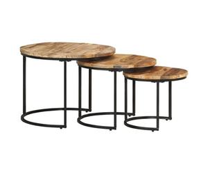 ""SALE 2025""Tables gigognes - Lot de 3 - Tables Gigognes de Salon - Bois de manguier brut,13,1 Kg 3796