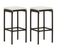 ""SALE 2025""Tabourets de bar avec coussins - lot de 2 - Tabourets de Cuisine - marron résine tressée - 38x38x76 cm,9 Kg 7227