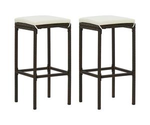""SALE 2025""Tabourets de bar avec coussins - lot de 2 - Tabourets de Cuisine - marron résine tressée - 38x38x76 cm,9 Kg 7227