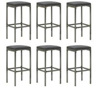 ""SALE 2025""Tabourets de bar avec coussins - lot de 6 - Tabourets de Cuisine - gris résine tressée - 38x38x76 cm,25 Kg 3035