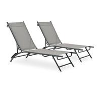 ""SALE 2025""Transat/Chaises longues - lot de 2 - Textilène et acier - 180 5x53x32 5 cm 17 4 Kg 3015