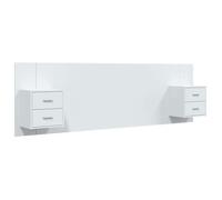 ""SALE 2026""Accessoire Tête de lit + 2 x table de chevet Blanc - Tête de lit robuste avec armoires Blanc Bois d'ingénierie 44.9 Kg 15