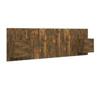 ""SALE 2026""Accessoire Tête de lit + 2 x table de chevet Brun - Tête de lit robuste avec armoires Chêne fumé Bois d'ingénierie 44.9 K