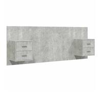 ""SALE 2026""Accessoire Tête de lit + 2 x table de chevet Gris - Tête de lit robuste avec armoires Gris béton Bois d'ingénierie 43.89