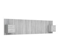 ""SALE 2026""Accessoire Tête de lit + 2 x table de chevet Gris - Tête de lit robuste avec armoires sonoma gris Bois d'ingénierie 53.98