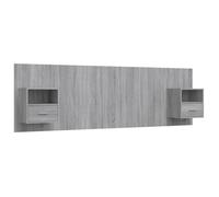 ""SALE 2026""Accessoire Tête de lit + 2 x table de chevet Gris - Tête de lit robuste avec armoires sonoma gris Bois d'ingénierie 43 Kg
