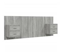 ""SALE 2026""Accessoire Tête de lit + 2 x table de chevet Gris - Tête de lit robuste avec armoires sonoma gris Bois d'ingénierie 41.13