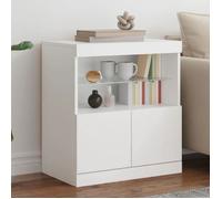 ""SALE 2026"" Armoire/Cabinet à tiroirs Blanc - Buffet avec lumières LED blanc 60x37x67cm PRO982865059