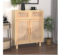 ""SALE 2026"" Armoire/Cabinet à tiroirs Brun - Buffet Marron 60x30x75cm - bois de pin massif et rotin naturel PRO775837594