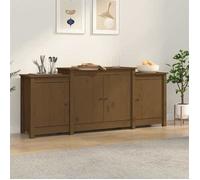 ""SALE 2026"" Armoire/Cabinet à tiroirs Brun - Buffet Marron miel 164x37x68cm - bois massif de pin PRO434644000