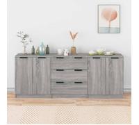 ""SALE 2026"" Armoire/Cabinet à tiroirs Gris - Buffets 3 pcs Sonoma gris Bois d'ingénierie PRO783617666